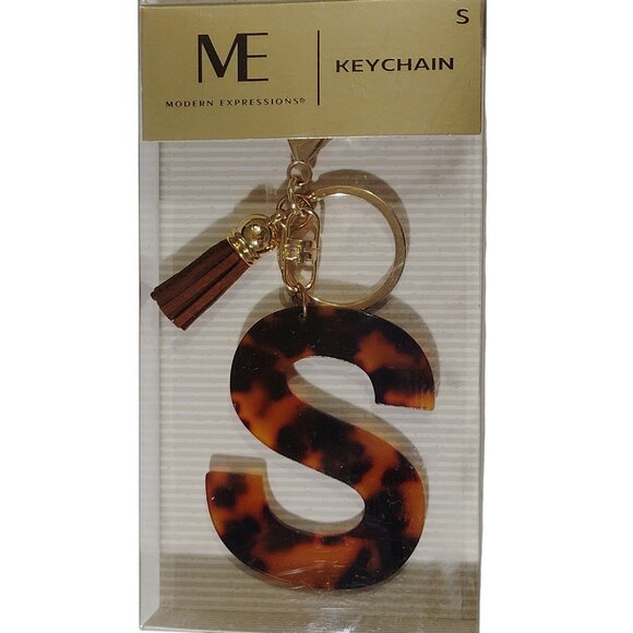 Modern Expressions Keychain – Letter “S” Brown Marble Tassel Fob - Picture 1 of 3